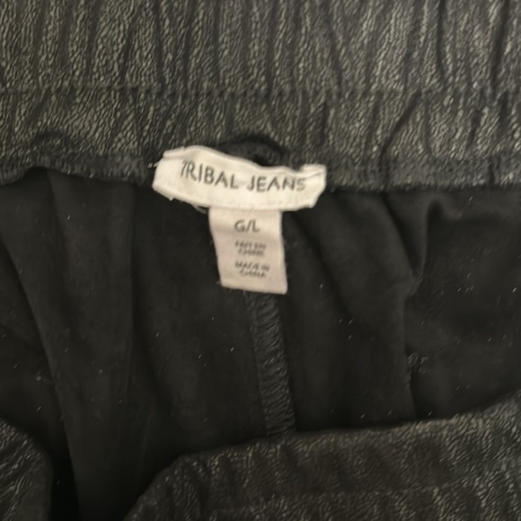 Tribal Black Leather Like Jogger Pants - Sz Large - Picture 6 of 7